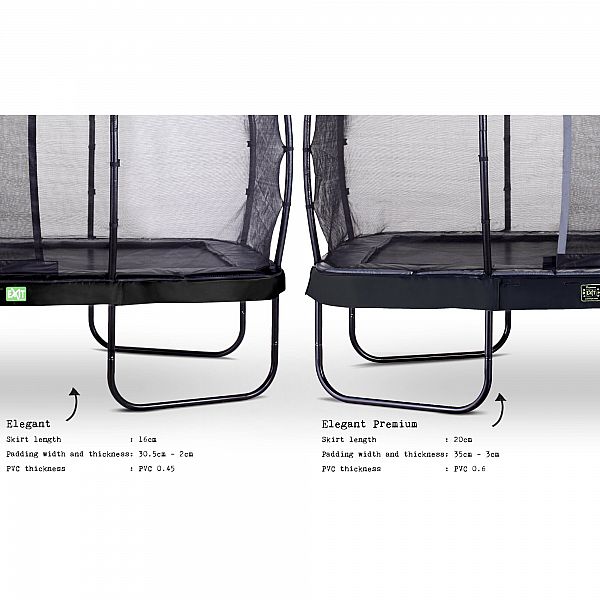 Батут EXIT Elegant Premium прямокутний 214х366 cm black ( великий, для дітей, дорослих, на 200 кг)