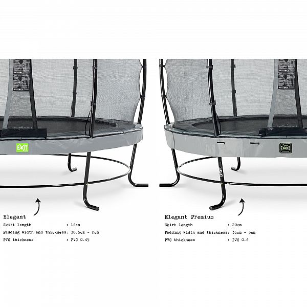 Батут c захисною сіткою EXIT Elegant 366 cm grey