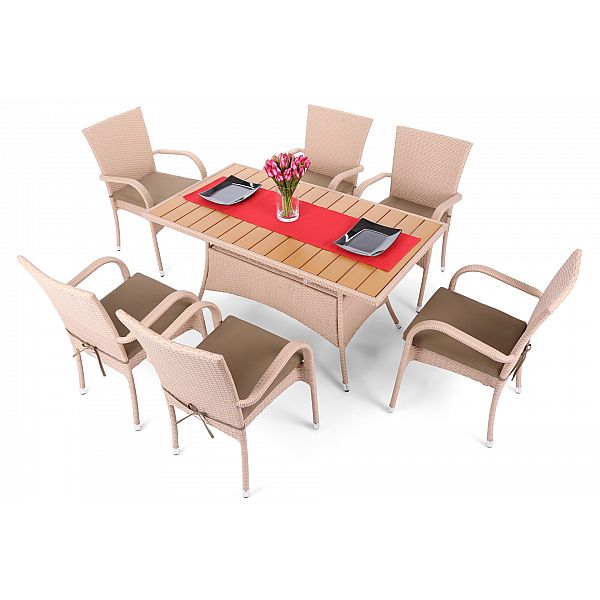 Меблі з техноратангу Mori Elegant Beige 6+1