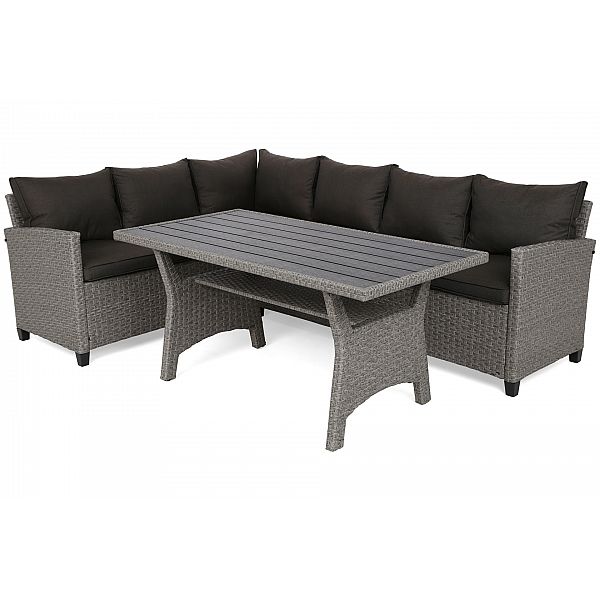 Кутові садові меблі з техноратанга Lagos Muddy Grey / Black Melange