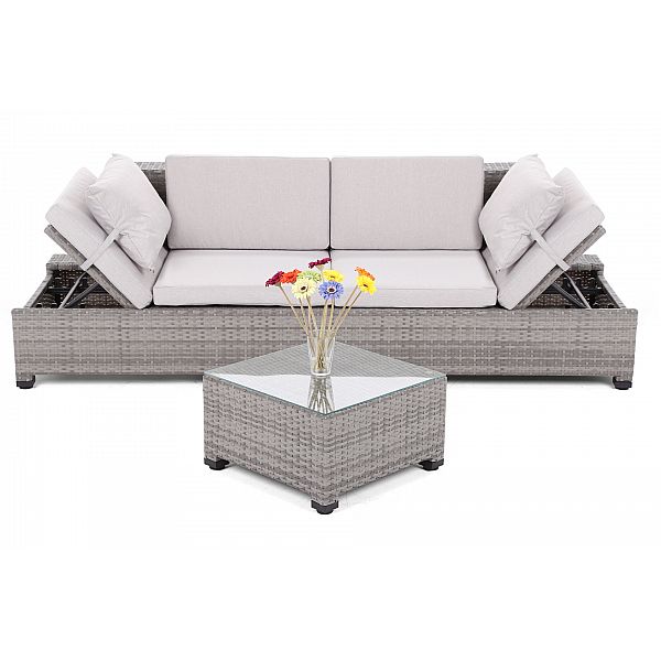 Садовий диван Milano 2 в 1 сірий / світло-сірий з техноратангу