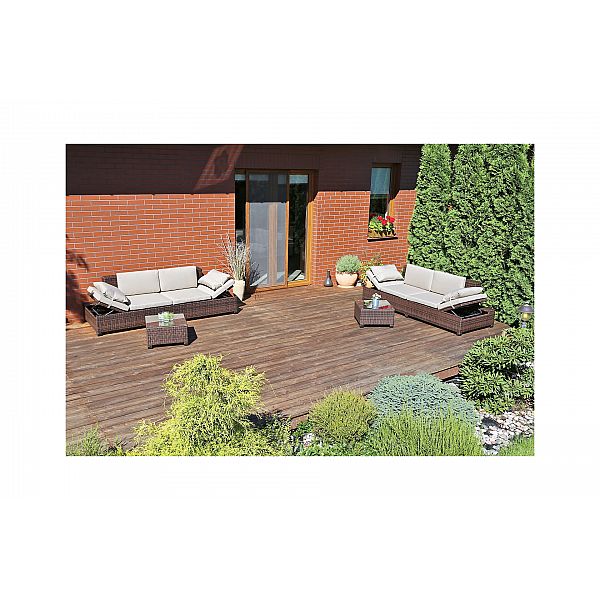 Садовий диван Milano 2 в 1 сірий / світло-сірий з техноратангу