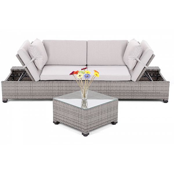 Садовий диван Milano 2 в 1 сірий / світло-сірий з техноратангу