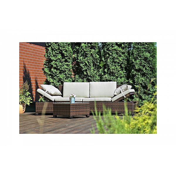 Садовий диван Milano 2 в 1 сірий / світло-сірий з техноратангу