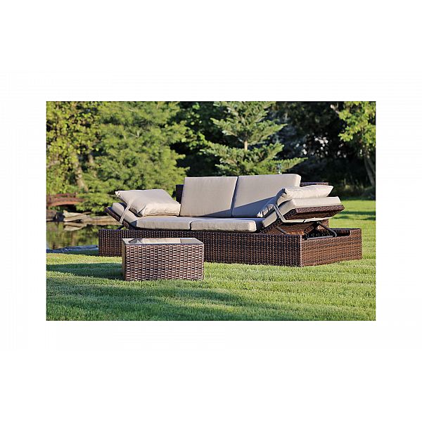 Садовий диван Milano 2 в 1 сірий / світло-сірий з техноратангу