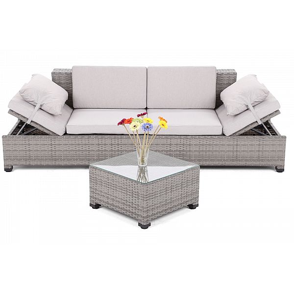 Садовий диван Milano 2 в 1 сірий / світло-сірий з техноратангу