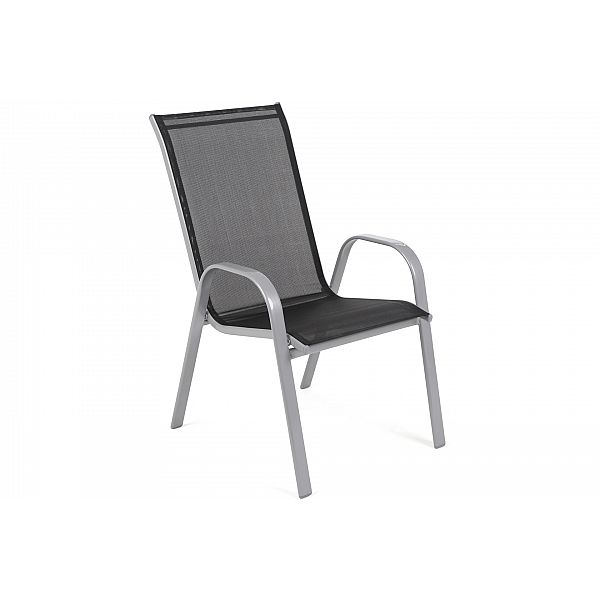 Металеві садові меблі Sevilla 150 см Silver / Black 6+1 з кріслом Sevilla Black / Grey Melange