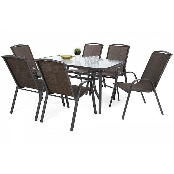 Металеві садові меблі Sevilla 145 см Atlanta Grey / Brown 6+1