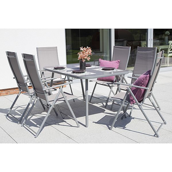 Металеві садові меблі Casablanca 150 см Silver / Grey 6+1