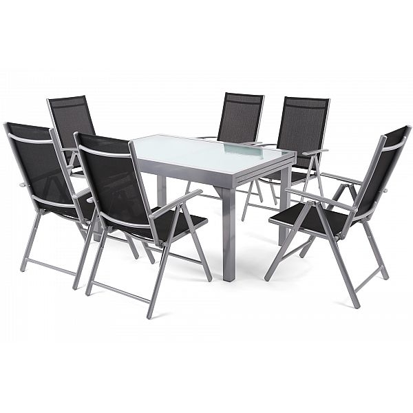 Алюмінієві садові меблі Orlando Basic Silver / Black 6+1