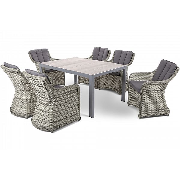 Алюмінієві садові меблі Capri 145 см Silver / Light Grey Dallas Light Grey / Grey 6+1