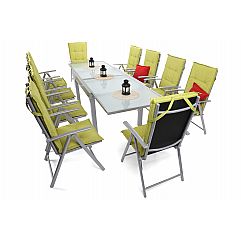 Алюмінієві садові меблі Orlando Basic Silver / Black 10+1 з подушками Barbados 8..