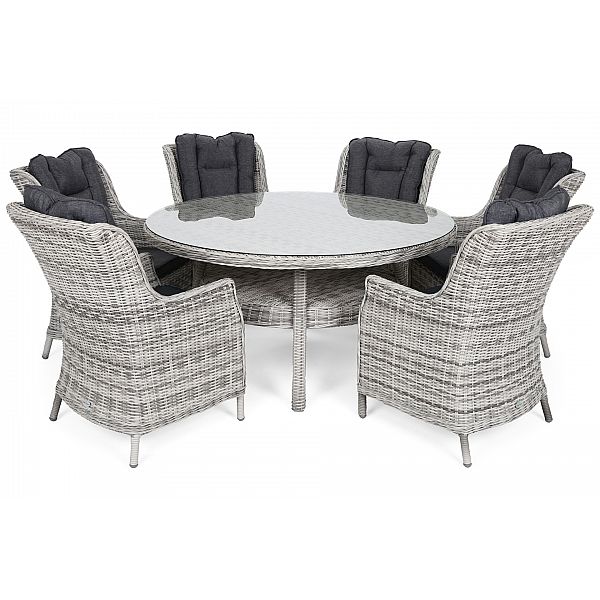 Садові меблі з техноротангу Bristol Round Elegant 150 см Light Grey / Grey Melange 6+1