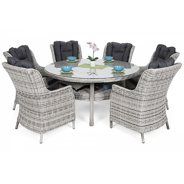 Садові меблі з техноротангу Bristol Round Elegant 150 см Light Grey / Grey Melange 6+1