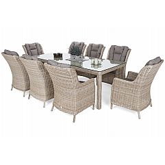 Садові меблі з техноротангу Bristol 230 см Beige / Beige Melange 8+1