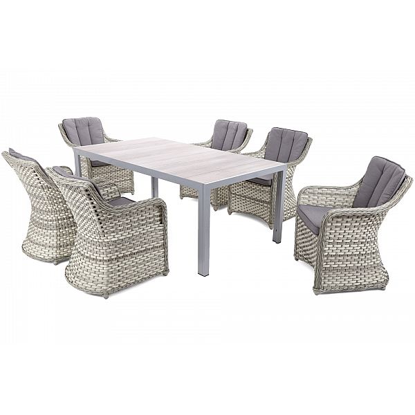 Алюмінієві садові меблі Capri 185 см Silver / Light Grey Dallas Light Grey / Grey 6+1