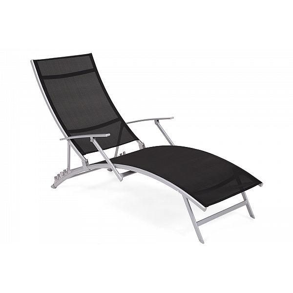 Металевий садовий шезлонг Літо Сріблястий / Чорний