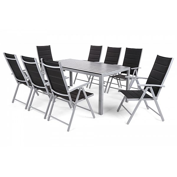 Алюмінієві садові меблі Ibiza 180 см Silver / Black 8+1
