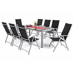 Алюмінієві садові меблі Ibiza 180 см Silver / Black 8+1