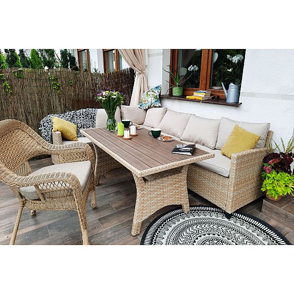 Кутові садові меблі з техноратанга Lagos Beige / Ecru