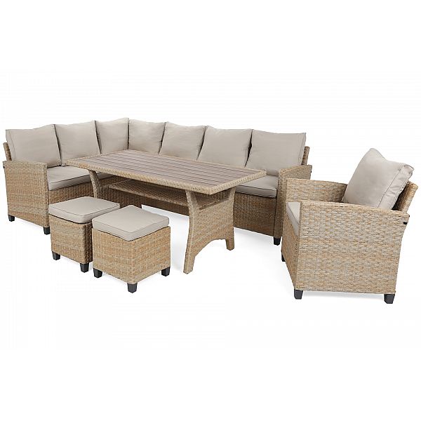 Кутові садові меблі з техноратанга Lagos Beige / Ecru