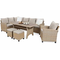 Кутові садові меблі з техноратанга Lagos Beige / Ecru