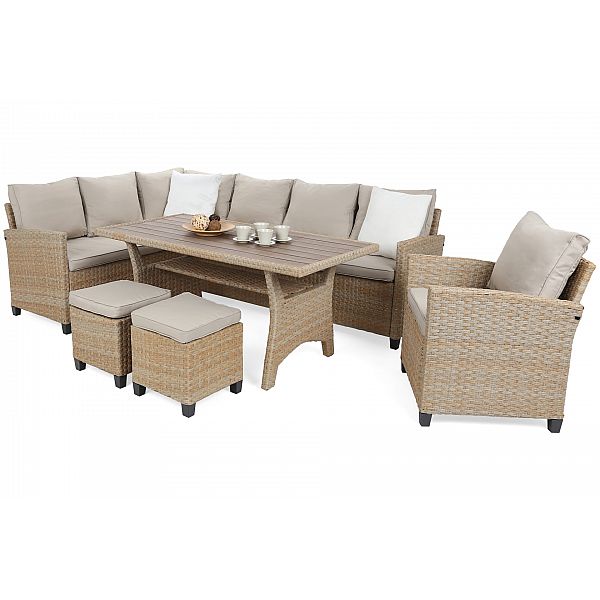 Кутові садові меблі з техноратанга Lagos Beige / Ecru