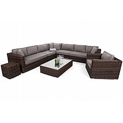 Угловой комплект садовой мебели из техноротанга Livorno Rust Brown / Brown Melan..