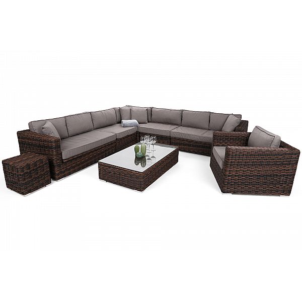 Угловой комплект садовой мебели из техноротанга Livorno Rust Brown / Brown Melange