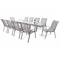 Алюмінієві садові меблі Orlando Silver Sevilla Alu Silver / Grey 10+1