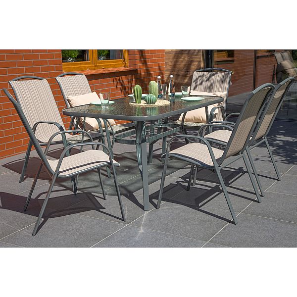 Металлическая садовая мебель Sevilla 145 см Atlanta Grey / Brown Melange 6+1