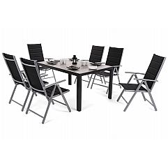 Алюмінієві садові меблі Capri 145 см Black / Light Grey Ibiza Silver / Black 6+1..