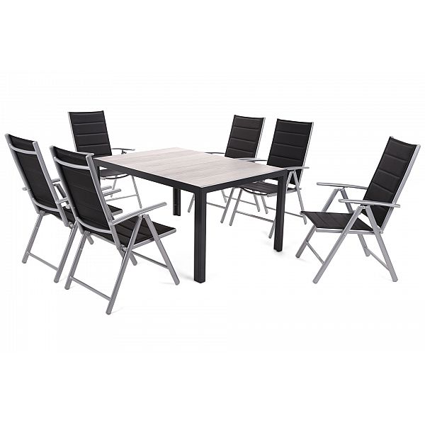 Алюмінієві садові меблі Capri 145 см Black / Light Grey Ibiza Silver / Black 6+1