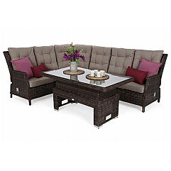 Кутовий садовий диван з техноротангу Trivento Brown Mat / Brown Melange