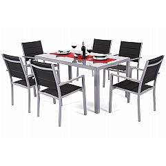 Алюмінієві садові меблі Corfu Silver / Black 6+1