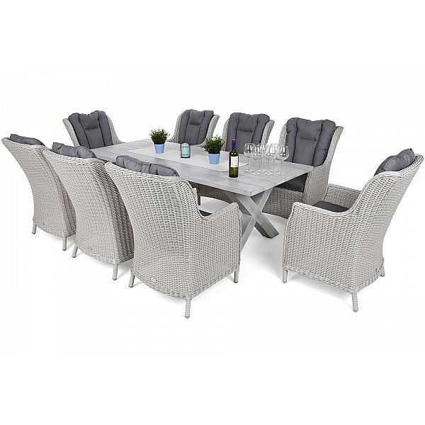 Садові меблі з техноратанга Bristol Alu 220 см Light Grey Bristol White / Grey 8+1