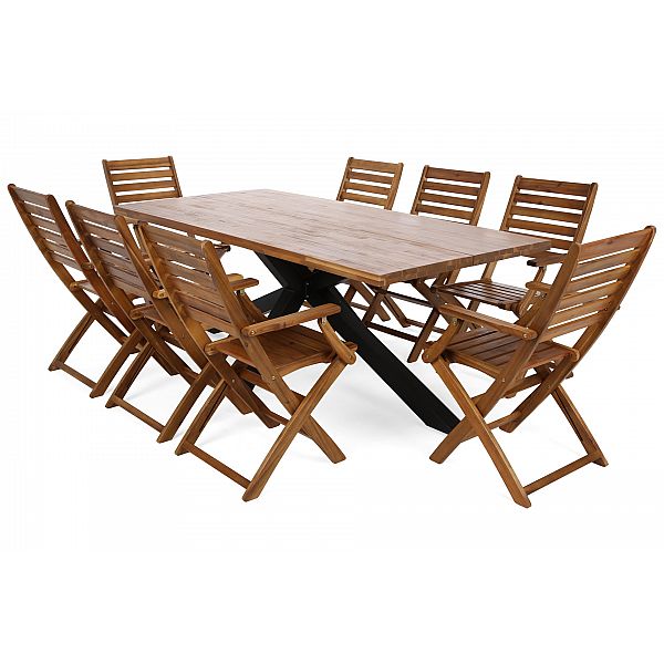 Дерев'яні садові меблі Oregon 240 см Чорний / Тік + Акація Cross 8+1