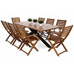 Дерев'яні садові меблі Oregon 240 см Чорний / Тік + Акація Cross 8+1