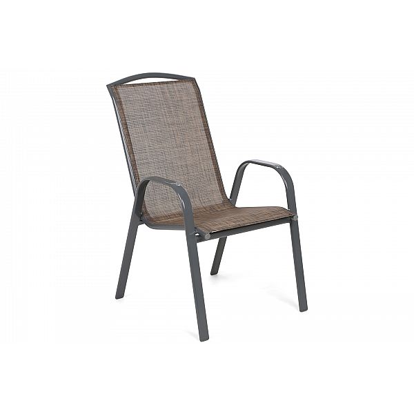 Металеві садові меблі Sevilla 150 см Atlanta Grey / Brown Melange 6+1 з кріслом Sevilla Black / Grey Melange