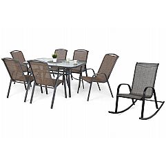 Металеві садові меблі Sevilla 150 см Atlanta Grey / Brown Melange 6+1 з кріслом ..