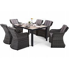 Алюмінієві садові меблі Capri 145 см Black / Sand Dallas Grey / Grey 6+1