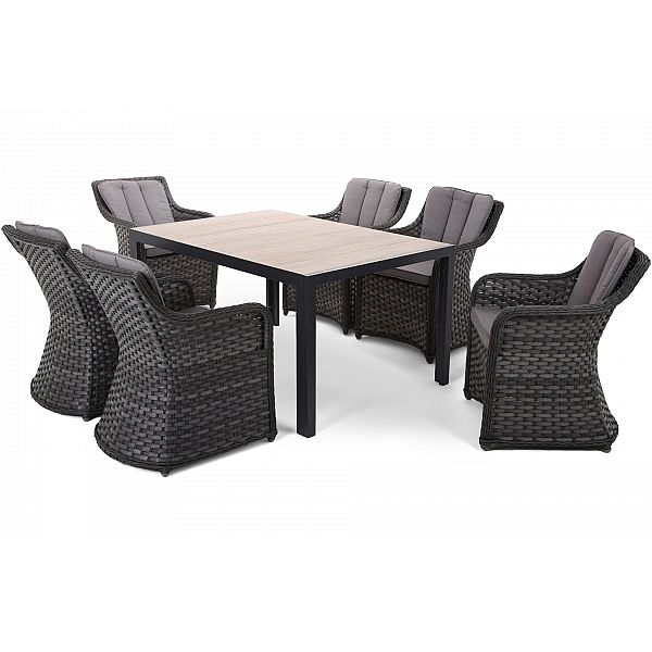 Алюмінієві садові меблі Capri 145 см Black / Sand Dallas Grey / Grey 6+1