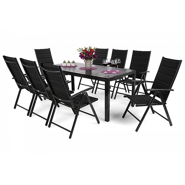 Алюмінієві садові меблі Ibiza 185 см Black / Black 8+1