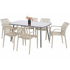Садові меблі Casablanca 150 см Silver / Taupe + Lomi Beige 6+1