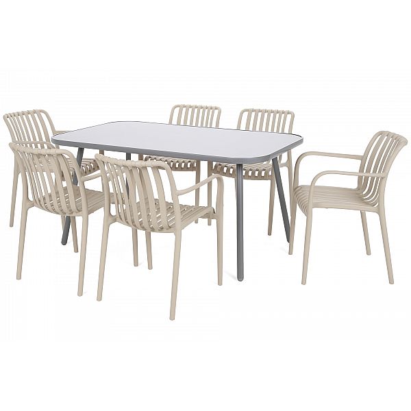 Садові меблі Casablanca 150 см Silver / Taupe + Lomi Beige 6+1
