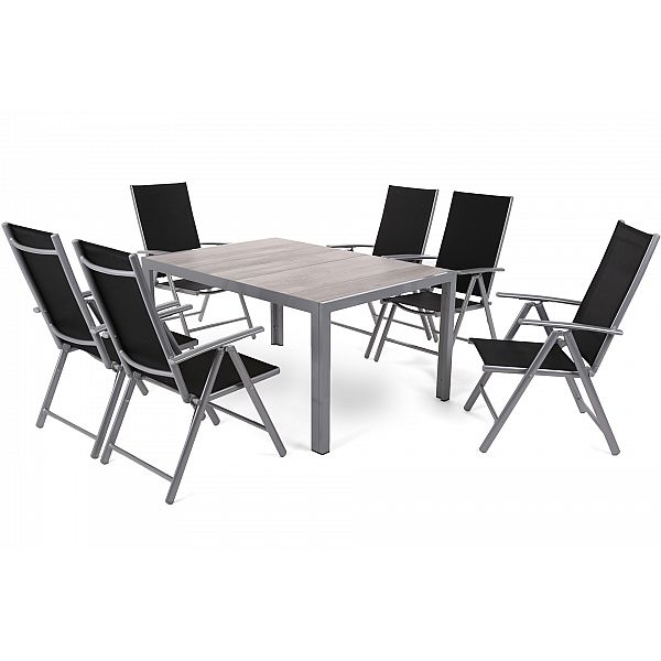 Алюмінієві садові меблі Capri 145 см Silver / Light Grey Ibiza Basic Silver / Black 6+1