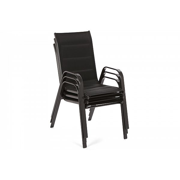 Чорний алюмінієвий садовий стілець Toscana Alu Black / Black