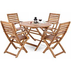 Дерев'яні садові меблі Acacia Round Cross 4+1