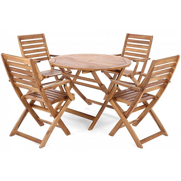 Дерев'яні садові меблі Acacia Round Cross 4+1