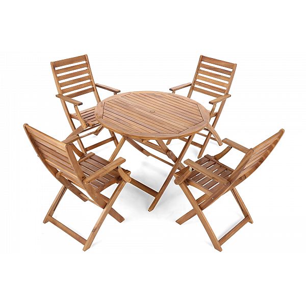 Дерев'яні садові меблі Acacia Round Cross 4+1